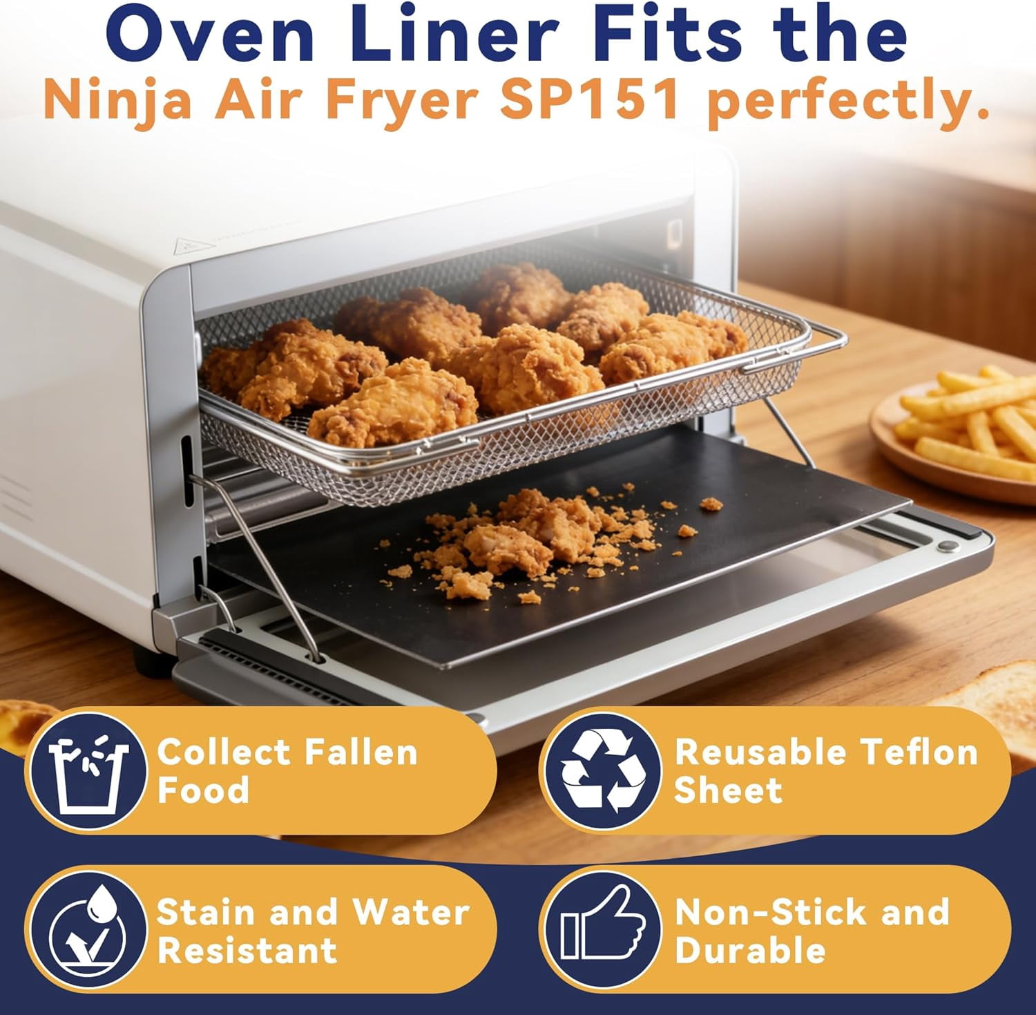 Fryer Accessories Compatible with  Flip SP151, Crumb Tray Oven Liners 100 PCS Parchment Paper Sheets Basket Baking Tray