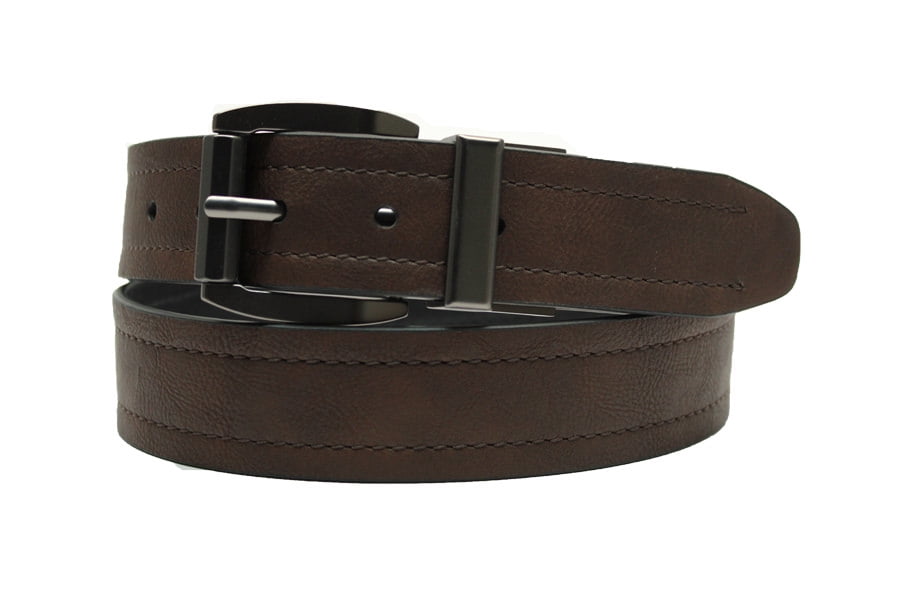 Black Mens Belts Reversible Belt buckles Genuine leather 37 mm strap 40" NEW 