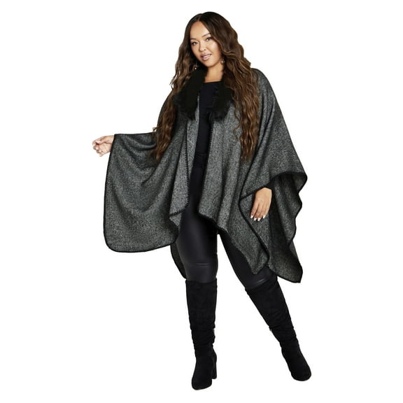 Avenue Women's Plus Size Mila Fur Cape