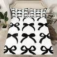 thumbnail image 2 of Manfei Girls Black Ribbon Full Size Sheets, Cartoon Bowknot Bow-tie Bed Sheets, Princess Bow Style Sheet Sets, Ultra Soft Home Decor, 4pcs, 2 of 7