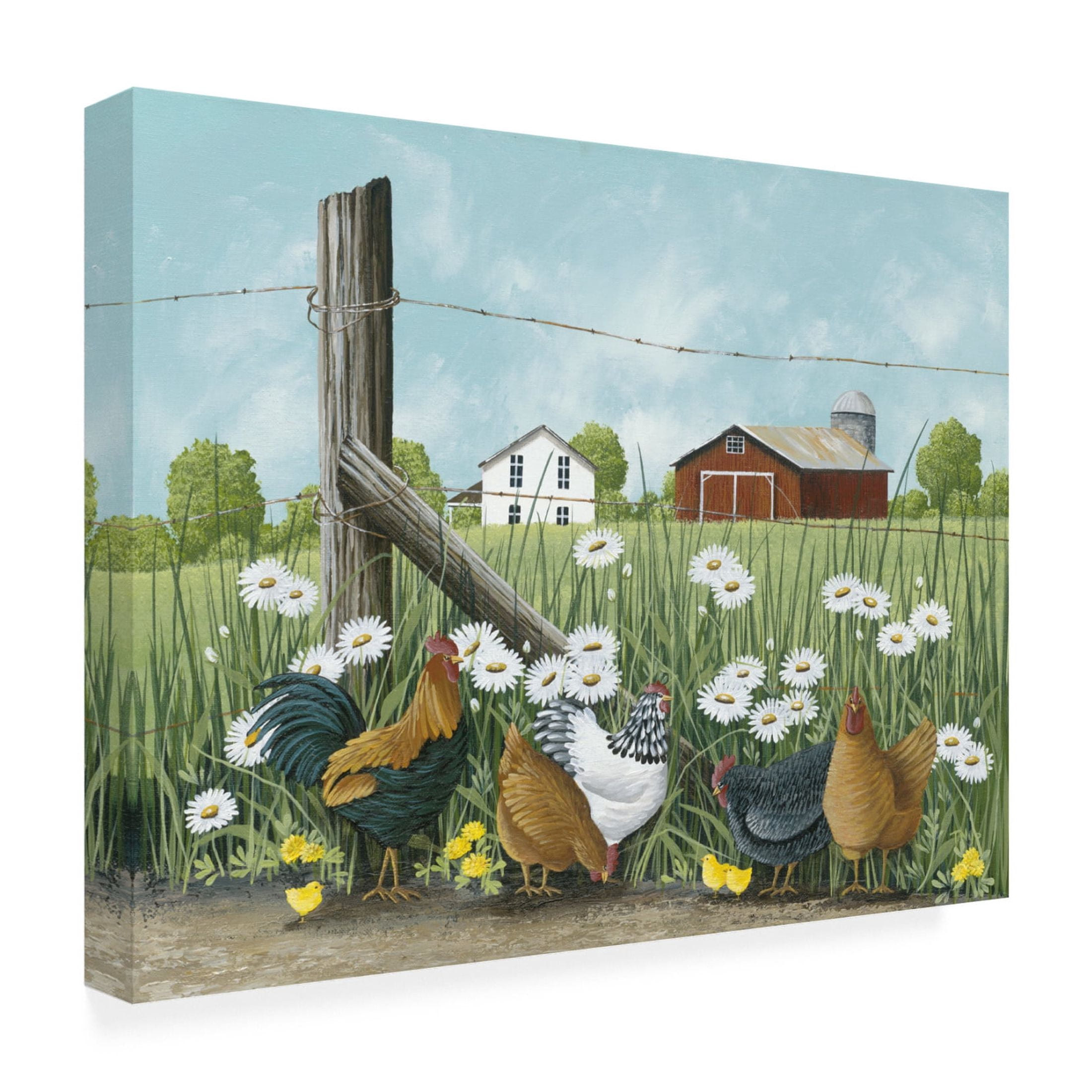 Canvas Wall Art - Tanya Nyp 'Free range Chickens' Wall Art for Living Room, Bedroom, or Office Décor by Trademark Fine Art - 32 x 24 Inches