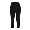 thumbnail image 3 of Plus Size Capris for Women Tights Casual Stretch Elastic Waist Split Hem Sweatpants Comfy Workout Lounge Pants, 2XL, 3 of 6