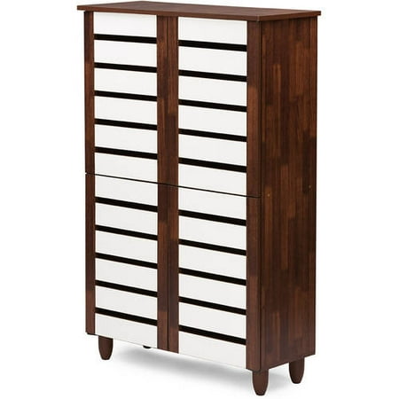 - Baxton Studio Gisela Oak and White 2-tone Shoe Cabinet With 4 Door