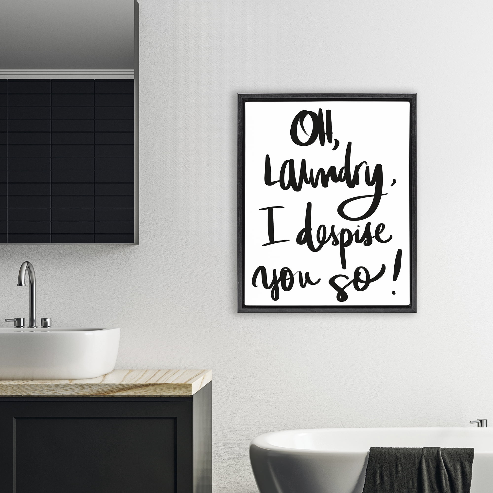Stupell Industries Laundry I Despise You Black Framed Floater Canvas Wall Art, design by SD Graphics Studio