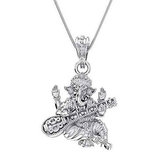 Sterling Silver (92.5% purity) God Ganesh Pendant for Men & Women Pure Silver Lord Ganapathy Locket for Good Health & Wealth INCLUDING Silver Chain