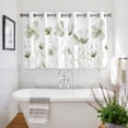 thumbnail image 3 of Sage Green Flowers Kitchen Curtains Short 45 Inch Length, Watercolor Retro White Floral Leaves Grommet Top Bedroom Living Room Curtains, Light Filtering Cafe Curtain Drapes 2 Panels Set 84''x45'', 3 of 9