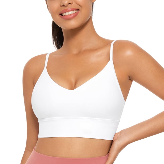 Top deportivo CRZ YOGA Butterluxe escote en V largo blanco talla pequeña