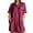 Wine, variant on Miqool Women's Cotton Lapel Shirt Dress Casual Short Sleeve Button Front Utility Mini Dress with Pockets Loose Fit Summer Dress