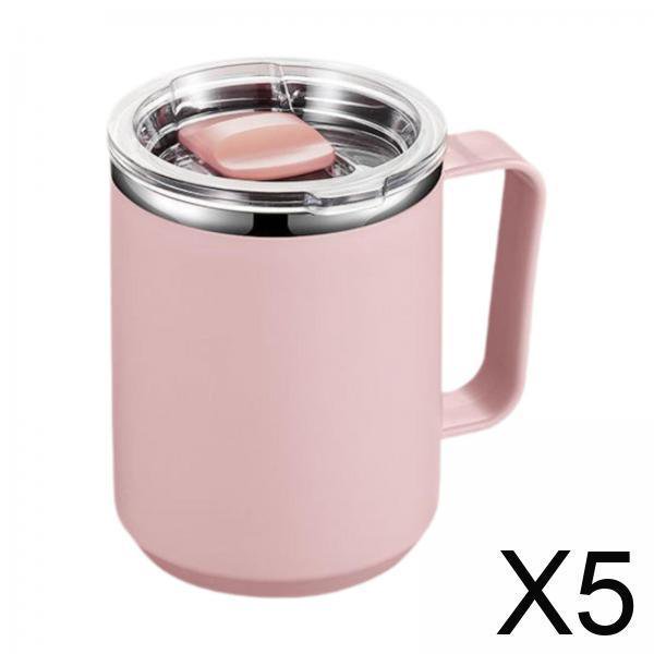 5xTaza De Café Taza De Café Sellada Portátil De Fácil Limpieza Para Acampar Deportes De Playa Rosa