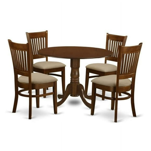 Set Dublin Table with Two Drop - Leaf & Four Cushioned Seat Chairs, Espresso - 9 in. - 5 Piece