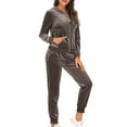 thumbnail image 3 of Qeaghou Womens Velour Sweatsuits Sets 2 Piece Tracksuits Outfits Full Zip Hoodie And Sweatpant Set Velvet Jogging Suit, 3 of 7