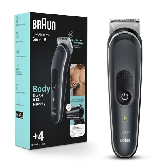 Tondeuse pour le corps Braun Series 5 5360, homme, poitrine, aisselles, aine, corps et plus, incl. 2 peignes pour longueurs de 1 à 11 mm, SkinSecure pour une utilisation douce, accessoire de rasage de