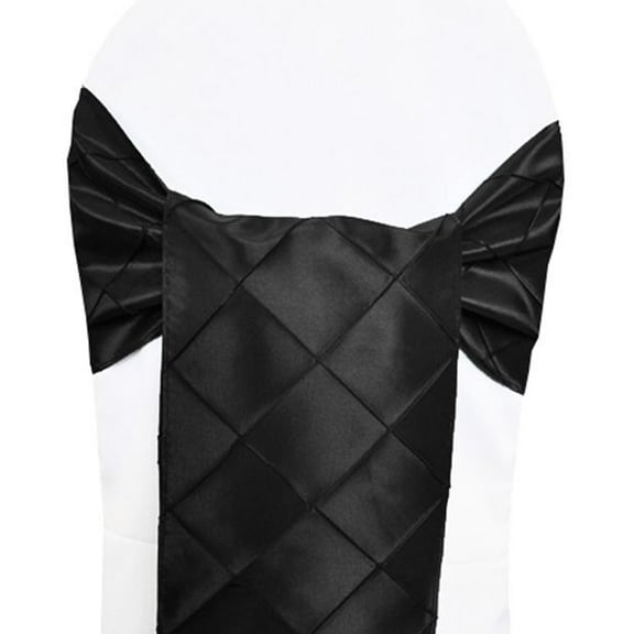 Wedding Linens Inc. (5pcs) 9.5"x108" Pintuck Chair Sashes Bows Ties Linens for Wedding Party Ceremony Event Home Dining Reception - Black