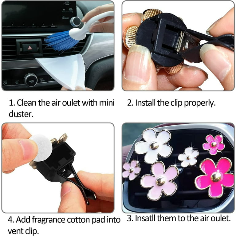 Cute Pink Car Accessories For Women Girls Teens, 6 Boho Flowers Car Air  Fresheners Vent Clips, Girly Automotive Truck Smell Air Freshener Gadgets