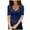 Blue, variant on Women's Crochet Lace V-Neck T-Shirts Short Sleeve Loose Fitting Tunic Solid Color Tee Tops Red L