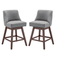 thumbnail image 5 of Tcbosik 2 Pack Swivel Counter Height Bar Stools, Modern Upholstered Barstool with Back and Wood Legs, Fabric Bar Chair for Home Pub, Kitchen Island, Dining Room, Gray, 5 of 11