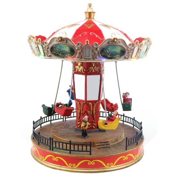 Musical Christmas Carousel | Animated Pre-lit Musical Carnival Snow Village | Perfect Addition to Your Christmas Indoor Decorations & Christmas Village Displays