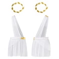 thumbnail image 5 of Sxiwei Mens Ancient Greek Roman Toga Costume One Shoulder Strap Suspender Ruffle Skirt with Headwear White XL, 5 of 7