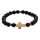 thumbnail image 1 of Pulsera Hombre de Cruz LUCKMAN, Jade Negro y Acero Inoxidable, Modelo Ezra dorado UNITALLA, 1 of 5