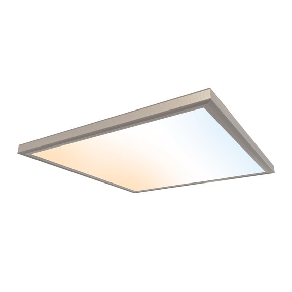 Ultralux 2x2 ft Surface Mount Ceiling Light Panel – Slim, Edge Lit, Flush Mount Flat Panel for Kitchen, Home & Office - TRIAC Dimmable, 3CCT Adjustable Color Temperature (Brushed Nickel, 1 Pack)