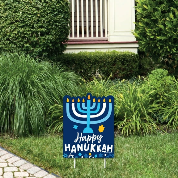 Big Dot of Happiness Hanukkah Menorah - Outdoor Lawn Sign - Chanukah Holiday Party Yard Sign - 1 Piece