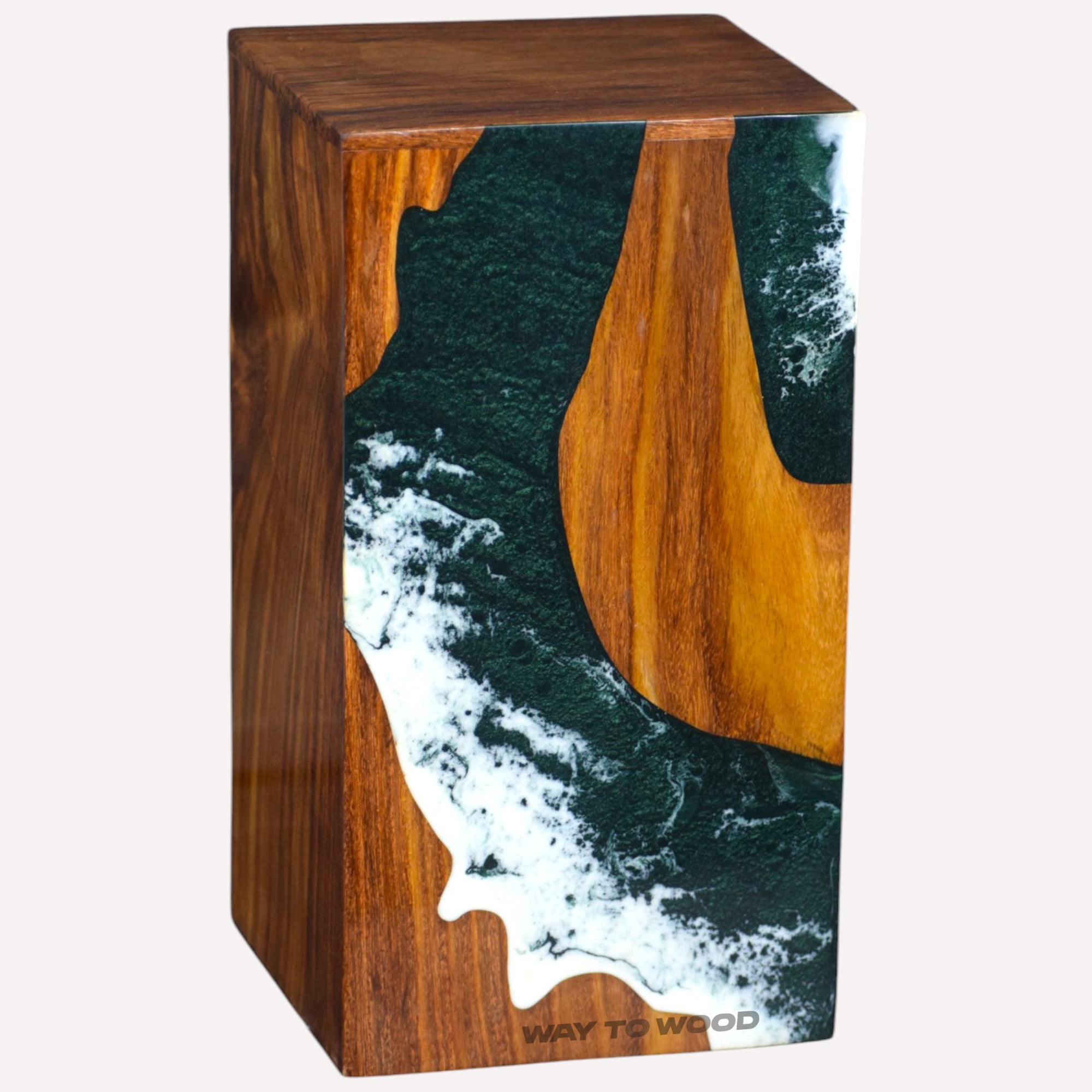 Wooden Urns for Human Ashes Adult Male, Female – Ocean Wooden Resin Urns for Burial & Home Memorial - Decorative Urn Box for Pet Ashes - Personalized Cremation Urn