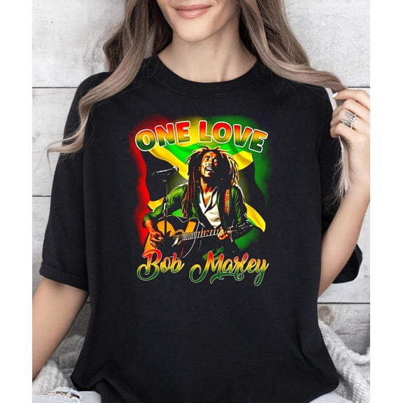 One Love Printed Bob Marley T-Shirt, Bob Marley Legend###ANANDHIS ART LLC