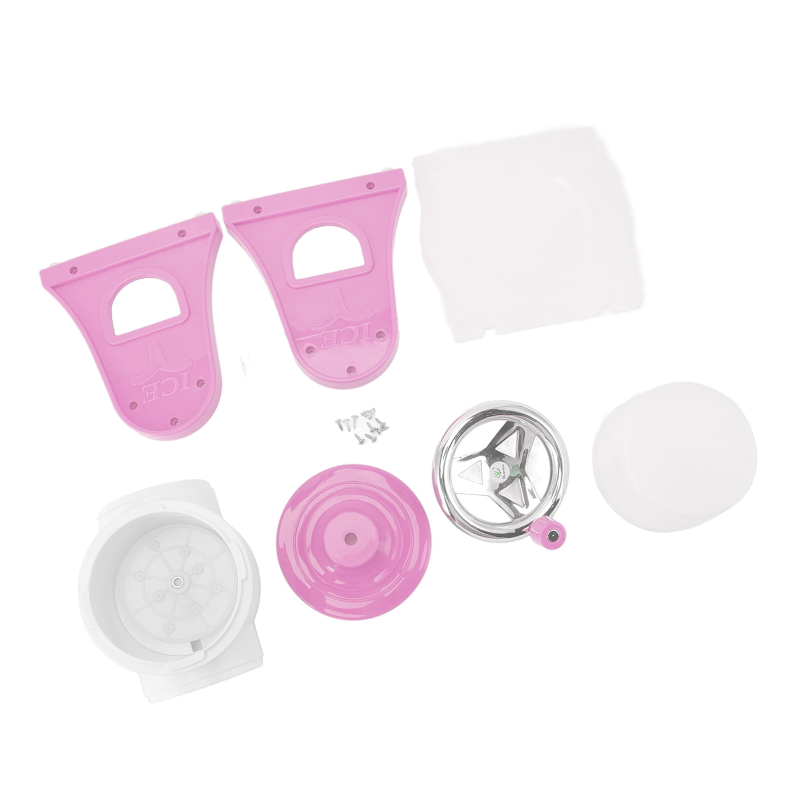 M Buder Hand Crank Shaved Ice Machine Stainless Steel Blades Portable Snow Cone Maker for Home Pink 11.2 inches / 28.5 cm