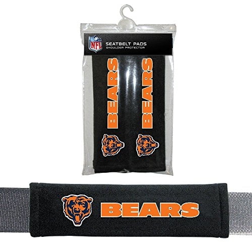 Cojines de cinturón de seguridad NFL de los Chicago Bears Fremont Die, 10" x 2.5" (Paquete de 2), negro/colores del equipo