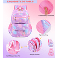 thumbnail image 3 of School Backpack for Girls Cute School Bag for Students Kids Large Book Bag with Multiple Pockets Splash-proof Bookbag for Children, Pink, 3 of 7