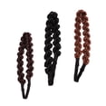 thumbnail image 1 of FELTECHELECTR piezas de aros para peluca, diadema de punto, banda para el cabello trenzada, adorable tocado para mujer, negro, marrón oscuro, 1 of 6