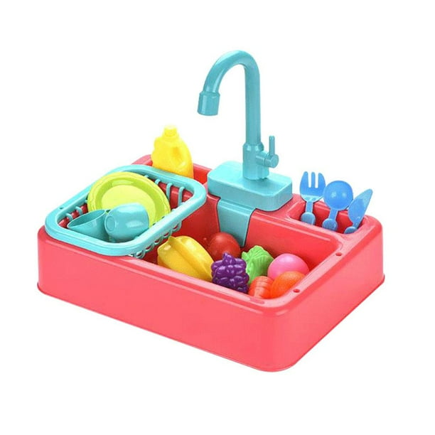 Juego De Juguetes De Cocina Con Fregadero De Agua Corriente Lavavajillas Electrónico Con Grifo Juguete De Juego De Rol Para Niñas Y Niños Cateissary FN007272-01