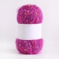 thumbnail image 1 of Zhuge Rollo de 50 g de hilos de mohair con puntos de colores, hilo suave para tejer a mano, crochet, para bufandas, chales y manualidades, color rosa, 1 of 4