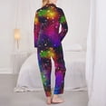 thumbnail image 6 of Goofa Bright Universe Printed Women’s 2 Piece Pajama Set Super,Pajamas Women's Long Sleeve Sleepwear Soft Button Down Loungewear Pjs Lounge Set Nightwear-Small, 6 of 9