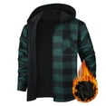 thumbnail image 2 of dGslk Men’s Plaid Flannel Shirt Jacket with Hood Fleece Lined Long Sleeve Button Down Casual Outerwear for Winter Fall Green 3XL, 2 of 2