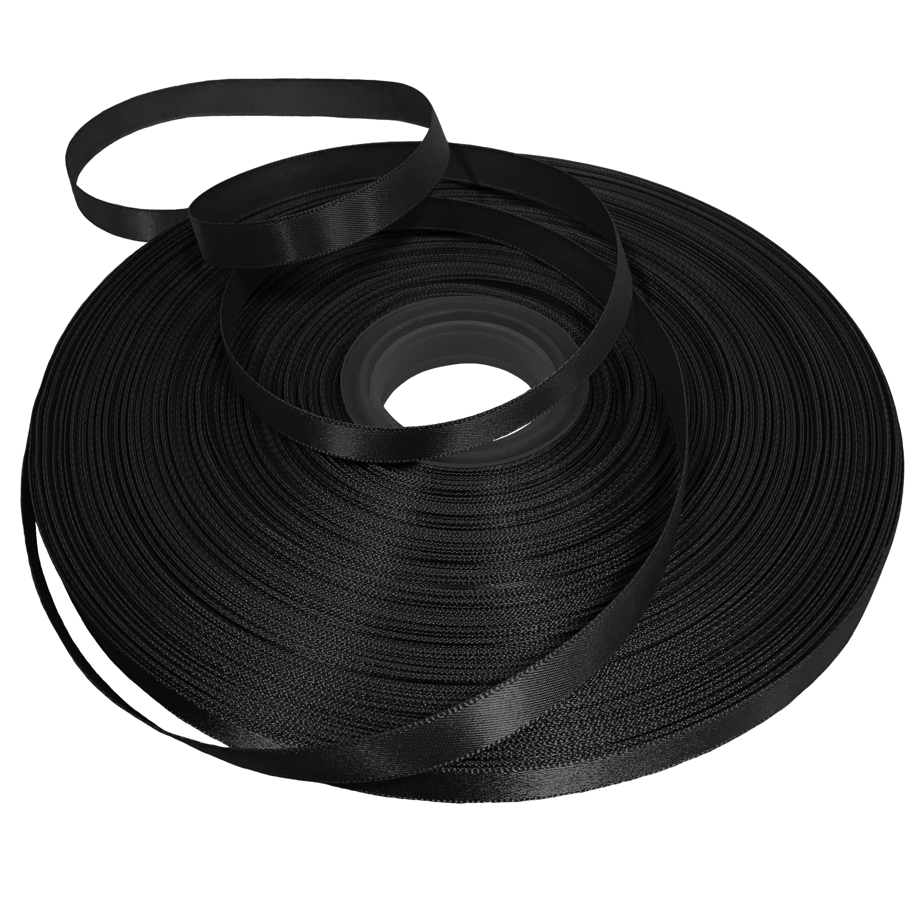 TONIFUL 1-1/2 Inch 40mm x 100 Yards Black Wide Satin Ribbon Solid Fabric  Ribb