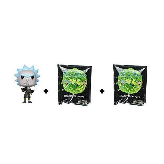 Rick and Morty Bundle: Weaponized Rick Pop! Figure and 2 3D Figural Keyrings