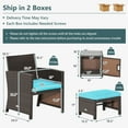 thumbnail image 4 of Costway 5PCS Patio Rattan Furniture Set Ottoman Cushion W/Cover Space Saving Turquoise, 4 of 10