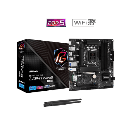 ASRock B760M PG Lightning WiFi LGA 1700 Intel B760 Micro ATX Motherboard