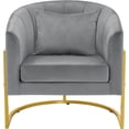 thumbnail image 3 of BarberPub Velvet Accent Chair Armchair for Living Room, Bedroom with Ergonomics Design, Nail Chair, Grey (Set of 1), 3 of 9