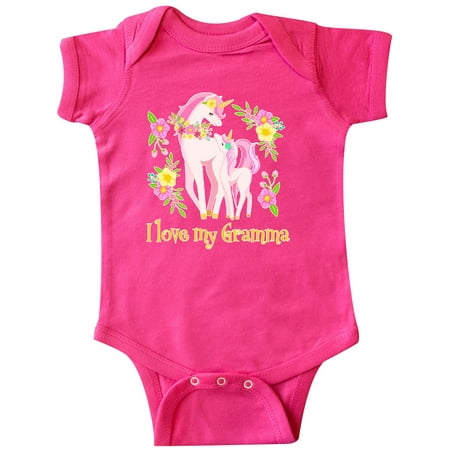 

Inktastic I Love My Gramma Unicorn with Pink and Yellow Flowers Gift Baby Boy or Baby Girl Bodysuit