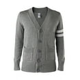 thumbnail image 4 of Hip Hop 50's Shop - Mens 1950s Letterman Cardigan Sweater (Medium Gray), 4 of 10