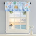 thumbnail image 2 of Kitchen Valances for Window, Nautical Starfish Conch Blue Watercolor Mermaid Scales Light Filtering Rod Pocket Valance Curtain, Coastal Shells Ocean Style Short Curtains Window Topper 42x12in, 2 of 9