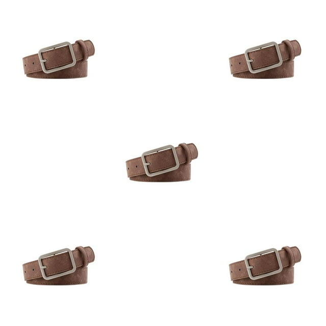 Boucle de Ceinture en Cuir PU Design ple, Ceinture Réglable, Style Décontracté, Accessoire de Taille, Café 5Ensemble