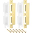 thumbnail image 1 of SHIQI-2 Sets Door Strike Plate, 48mm x 195mm Stainless Steel Latch Deadbolt Replacement Lock Strike Plate for Door Frame Door Jamb Reinforcement, Gold, 1 of 4