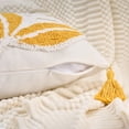 thumbnail image 3 of Unique Bargains Boho Pillow Cover with Tassels Set of 2 Yellow Big Leaves 18" x 18", 3 of 6