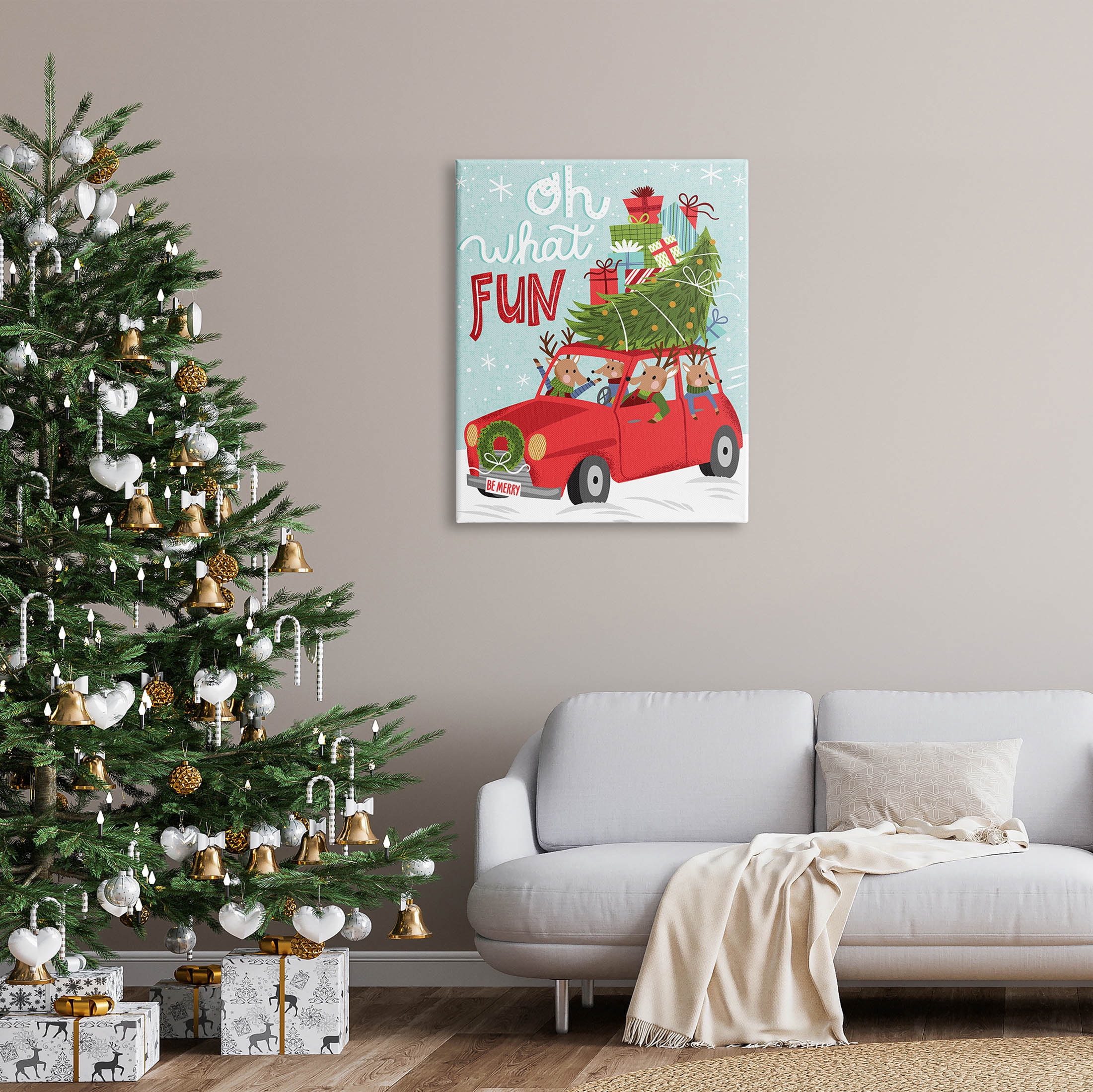 Stupell Industries Oh What Fun Holiday Car Graphic Art Gallery Wrapped Canvas Print Wall Art, Design by Arrolynn Weiderhold