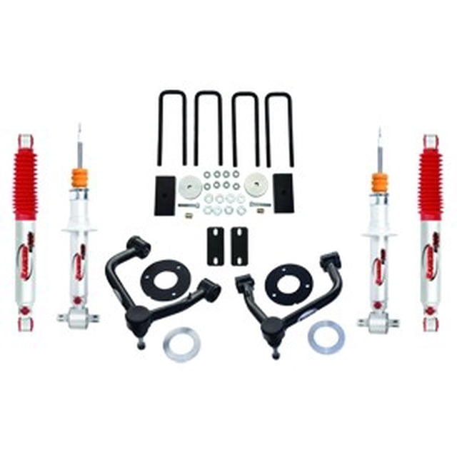 Rancho Lift Kit Suspension RS66311R9 3 Inch Front Lift; 1-1/2 Inch Rear Lift; With Front And Rear Shock Absorbers In Kit; Black/Silver Components