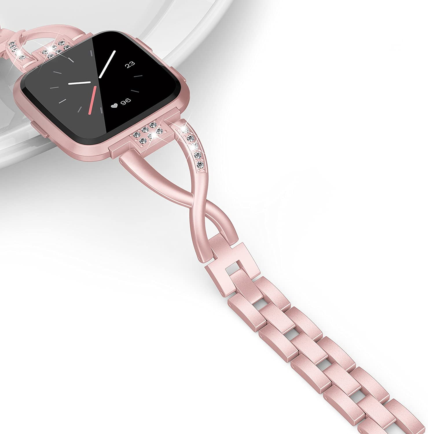TOYOUTHS Bling Bracelet Compatible with Fitbit Versa/Versa 2 Bands for Women Stainless Steel Wristbands Replacement for Versa Lite Edition/Versa SE Accessories Dressy Metal Strap