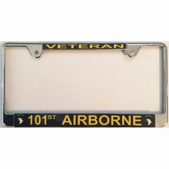 101st Airborne Veteran Thin Top Chrome License Plate Frame